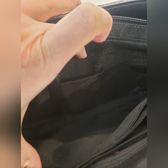 Classic Black Leather Long Strap Shoulder Bag with Silver Accents - Picture 9 of 12